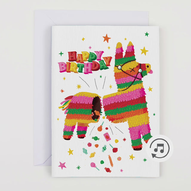 Endless Piñata Birthday Card with Glitter and Sticker Surprise