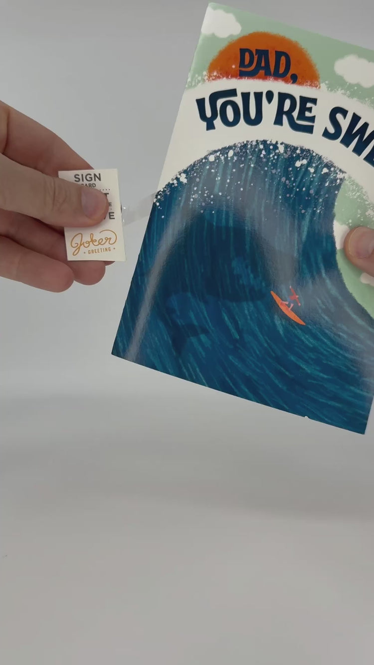 Video on how to setup and use the Father's Day Prank card. Just sign the card then remove the tab on the spine, then give the card. It will begin and play nonstop after it's opened. 