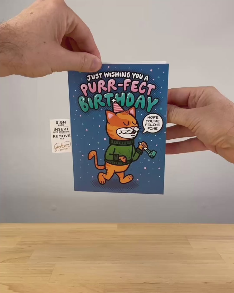 Endless Cool Cat Birthday Card with Glitter