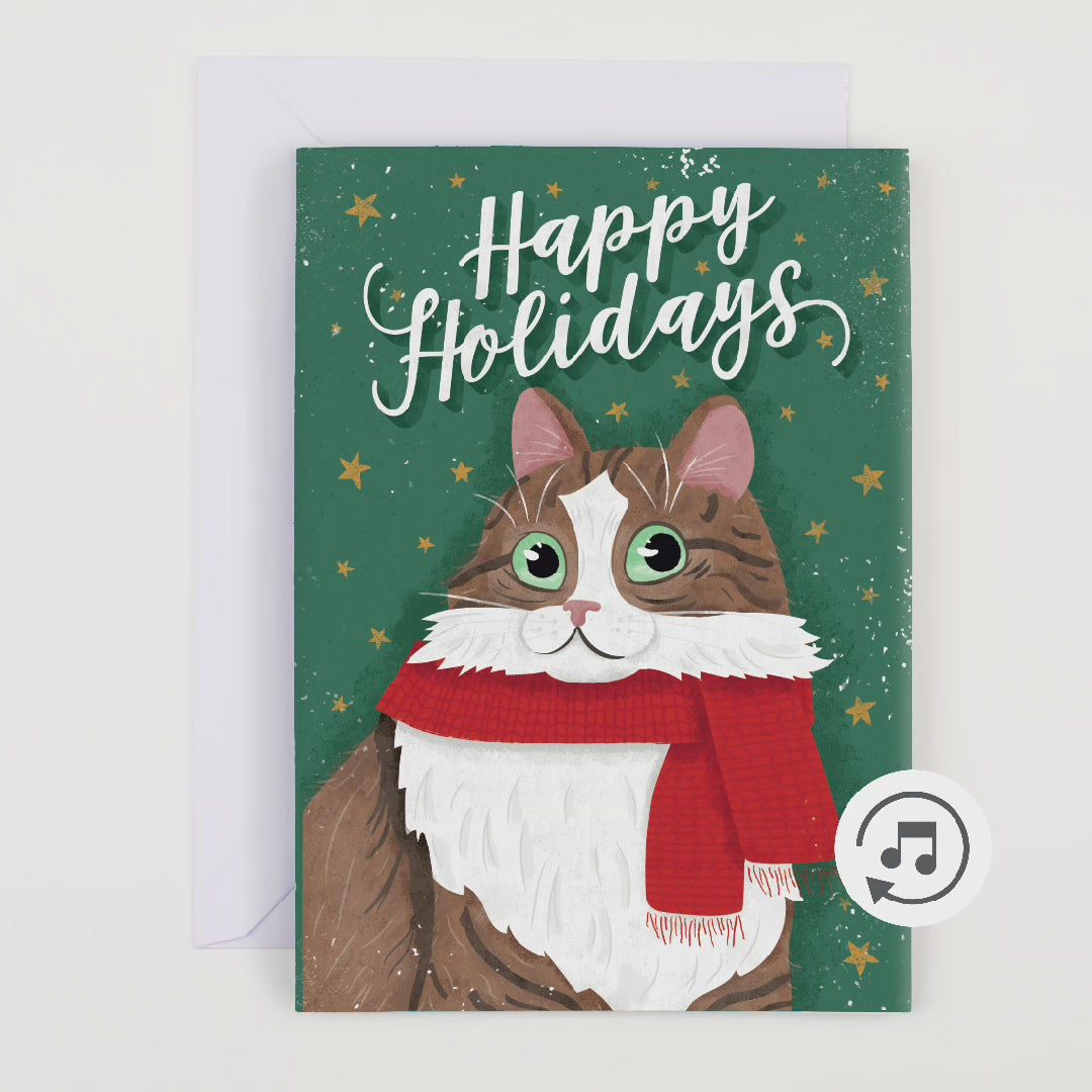 日*4様 YUKI 直筆サイン クリスマスカード LIQUIDROOM JOY Endless Happy Holidays Cat Musical Card with Glitter | Joker Greeting