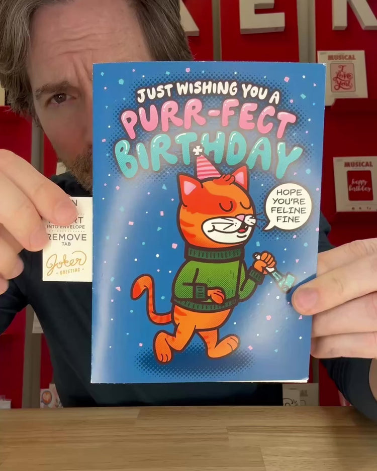 Endless Cool Cat Birthday Card with Glitter