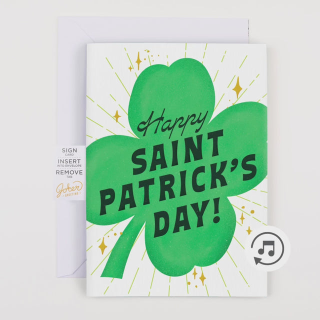 Endless Bagpipes St. Patricks Day Card with Glitter and Sticker Surprise