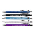Individual Pen Close-up: Sarcastic office pen showing demotivational saying about failure and workplace reality humor